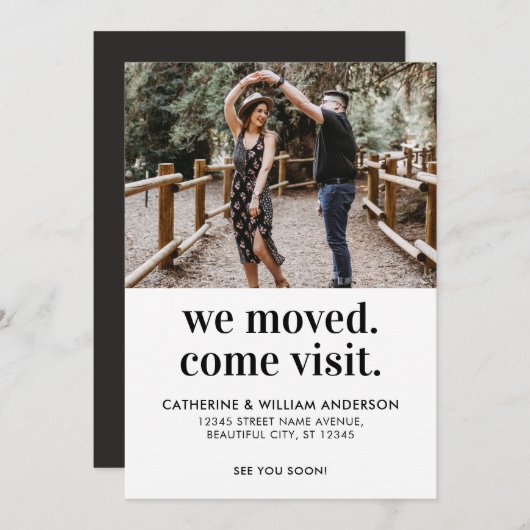 Modern we moved come Visite Photo Typography Movin Aankondiging (Voorkant / Achterkant)