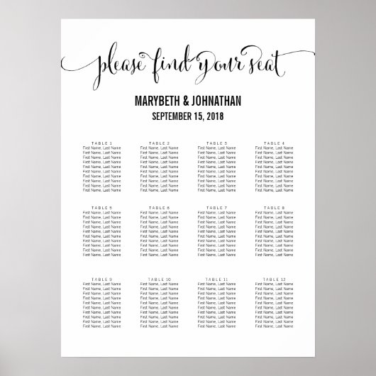 Modern we schrijven bordje voor weduwenkaarten in  poster (Voorkant)