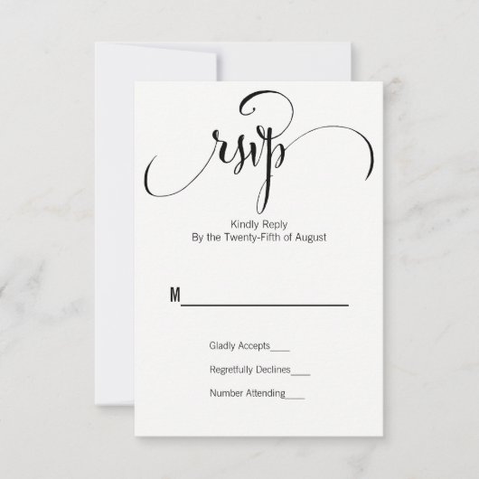 Modern we schrijven RSVP-Kaart met script RSVP Kaartje (Voorkant)
