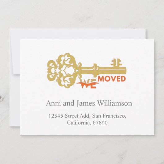 Modern We verhuisden sleutel verplaatsen Aankondiging (Voorkant)