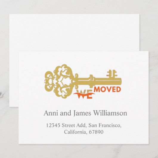 Modern We verhuisden sleutel verplaatsen Aankondiging (Voorkant / Achterkant)