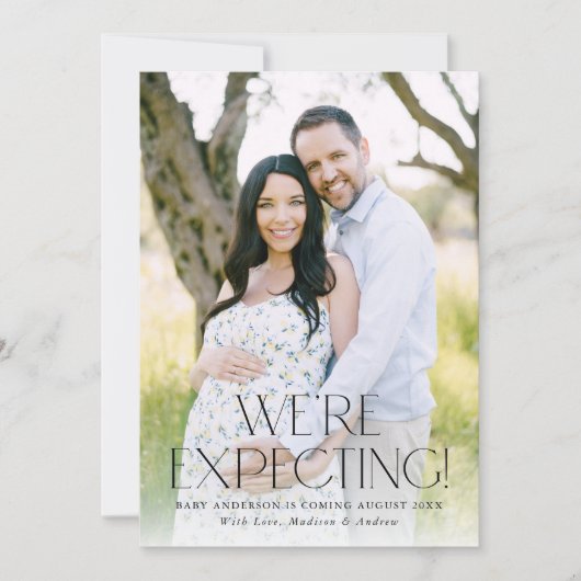Modern We verwachten 2 foto zwangerschap Aankondiging (Voorkant)