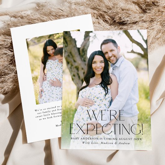 Modern We verwachten 2 foto zwangerschap Aankondiging