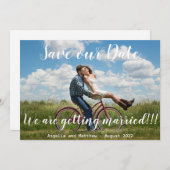 Modern we worden getrouwd. save the date (Voorkant / Achterkant)