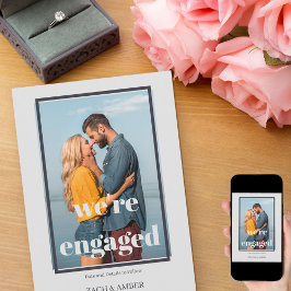 Modern We zijn Betrokken Custom Photo Verloving Aankondiging