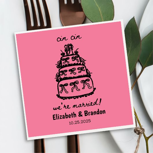 Modern We zijn getrouwd gepersonaliseerde bruiloft Servet