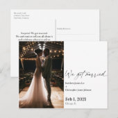 Modern We zijn getrouwd verrassing aankondiging Fo Briefkaart (Voorkant / Achterkant)