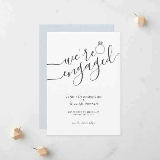 Modern We zijn verbonden met koppels foto-Verlovin Aankondiging (Voorkant / Achterkant in situ)