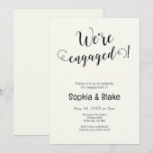 Modern We zijn verloofd White Cream verlovingsfees Kaart (Voorkant / Achterkant)
