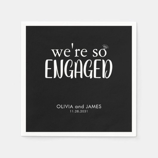 Modern we zijn zo benieuwd Diamond Ring Verloving Servet (Voorkant)