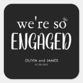 Modern we zijn zo benieuwd Diamond Ring Verloving Vierkante Sticker (Voorkant)