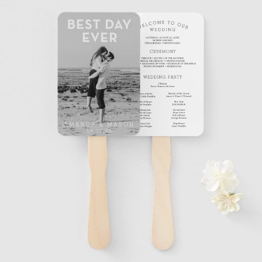 Modern Weddenprogramma Fans Beste dag met Foto Handwaaier (Voorkant en achterkant)