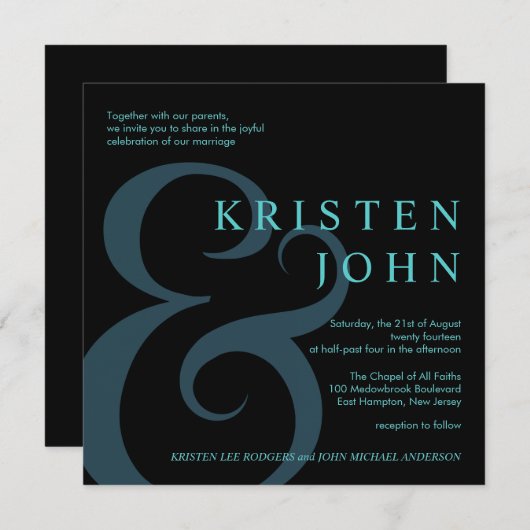 Modern Weddenschap Blauwgroen Blue Black Kaart (Voorkant / Achterkant)
