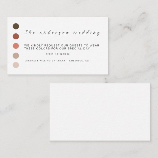 Modern Weddenschap-dress-code invoegen Informatiekaartje (Voorkant / Achterkant)