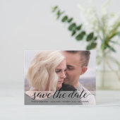 Modern weddenschap Elegant Script Save the Date Ph Briefkaart (Staand voorkant)