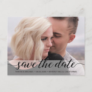 Modern weddenschap Elegant Script Save the Date Ph Briefkaart