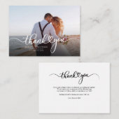 Modern Weddenschap Foto script Bedankt Notitiekaartje (Voorkant / Achterkant)