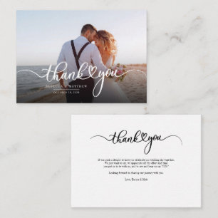 Modern Weddenschap Foto script Bedankt Notitiekaartje