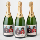Modern Weddenschap Foto Wine Label Sparkling Wijnetiket (Flessen)