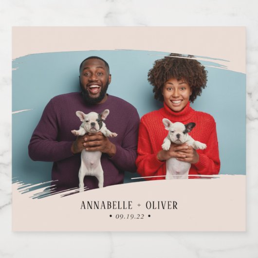 Modern Weddenschap Foto Wine Label Sparkling Wijnetiket (Enkel label)