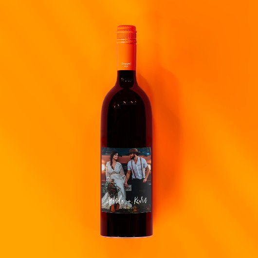 Modern Weddenschap Foto Wine Label Wijn Etiket