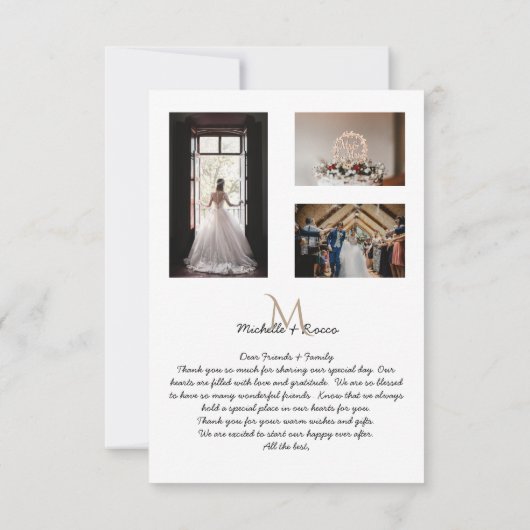 Modern Weddenschap Monogram Bedankt 4 Foto Collage (Achterkant)