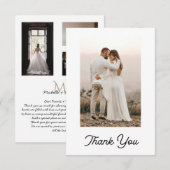Modern Weddenschap Monogram Bedankt 4 Foto Collage (Voorkant / Achterkant)