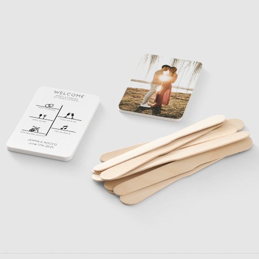 Modern Weddenschap Tijdschema Fotoprogramma Handwaaier (Niet-gemonteerd)