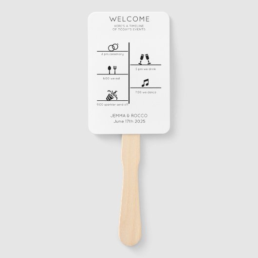 Modern Weddenschap Tijdschema Fotoprogramma Handwaaier (Voorkant)