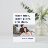 Modern Weddenschap Uitstel Foto slaat de datum op Aankondigingskaart (Staand voorkant)