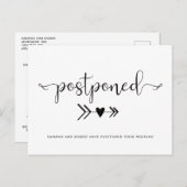 Modern Weddenschap Uitstel Hartzwart wit Aankondigingskaart (Voorkant / Achterkant)