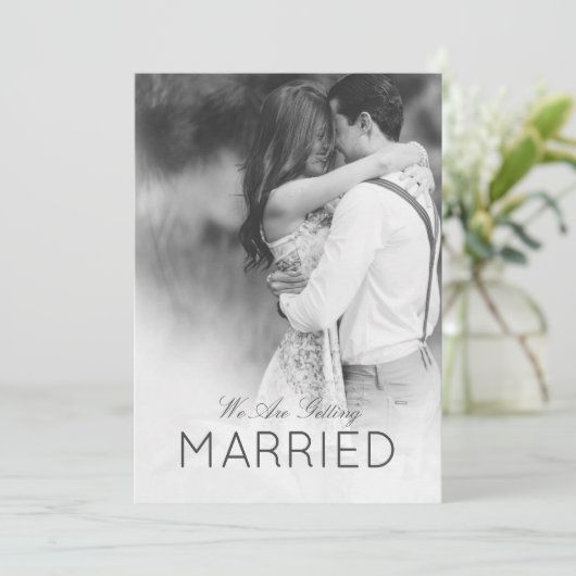 Modern Wedding 2 Foto Elegant Black en White Kaart (Staand voorkant)