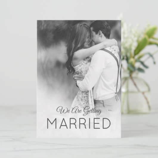 Modern Wedding 2 Foto Elegant Black White Kaart (Staand voorkant)