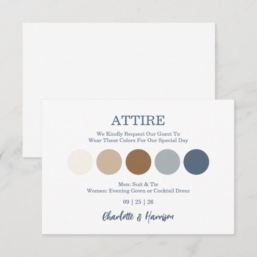 Modern Wedding Attire Dress Code Enclosure Card (Voorkant / Achterkant)