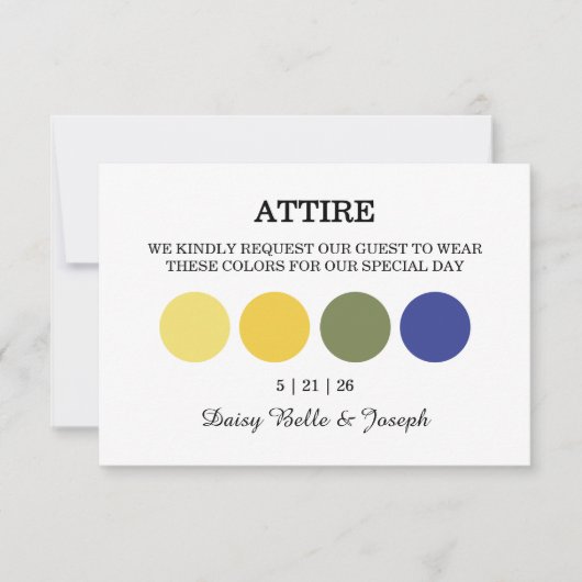 Modern Wedding Attire Dress Code Enclosure Card Kaart (Voorkant)
