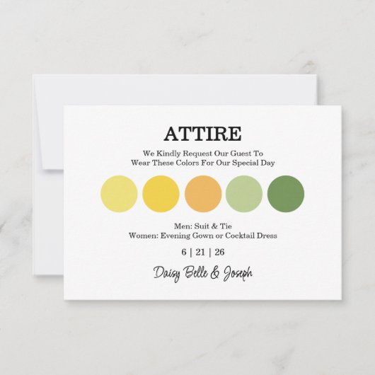 Modern Wedding Attire Dress Code Enclosure Card Kaart (Voorkant)