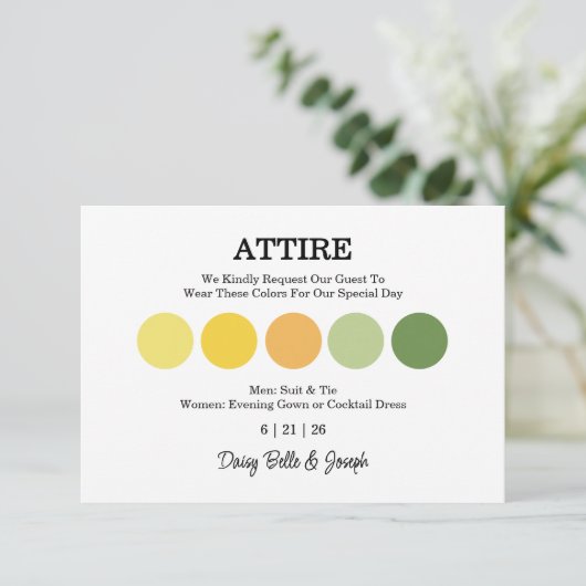 Modern Wedding Attire Dress Code Enclosure Card Kaart (Staand voorkant)