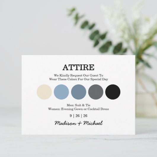 Modern Wedding Attire Dress Code Enclosure Card Kaart (Staand voorkant)