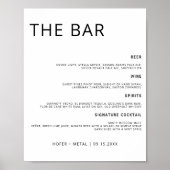 Modern Wedding Bar Menu Minimalist Wedding Drink Poster (Voorkant)