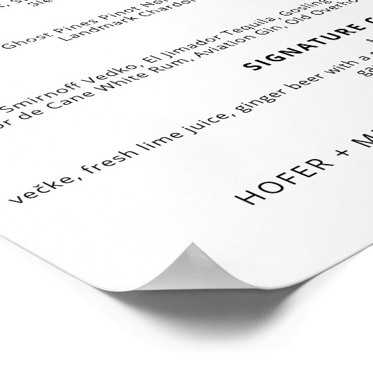 Modern Wedding Bar Menu Signature Drink Cocktail Poster (Hoek)