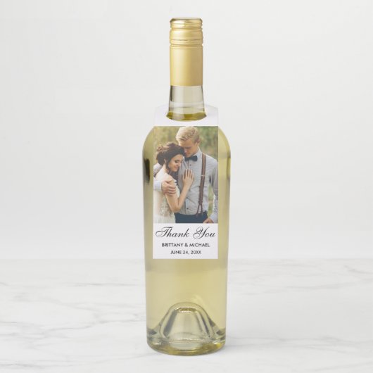 Modern Wedding Bedankt Foto Flessenhanger (Op fles)