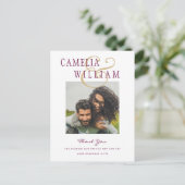 Modern Wedding Berry Wine Gold DANK JE FOTO Briefkaart (Staand voorkant)
