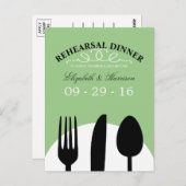 Modern Wedding Black Cutlery Rehearsal Dinner Briefkaart (Voorkant / Achterkant)