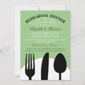 Modern Wedding Black Cutlery Rehearsal Dinner Kaart (Voorkant)