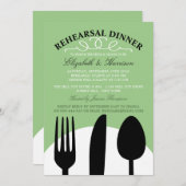 Modern Wedding Black Cutlery Rehearsal Dinner Kaart (Voorkant / Achterkant)