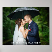 Modern Wedding Bride en Groom Foto Names Poster (Voorkant)