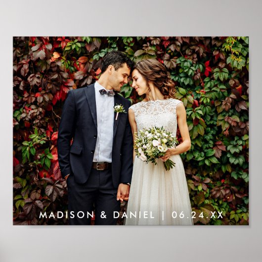 Modern Wedding Bride en Groom Foto Poster (Voorkant)
