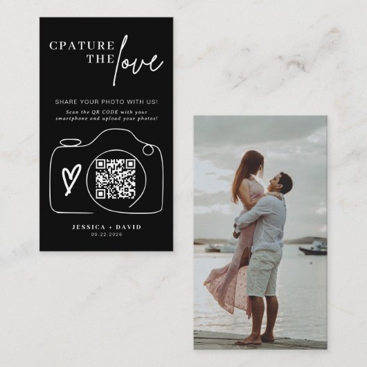 Modern Wedding Capture de liefde QR Code Enclosure Informatiekaartje (Voorkant / Achterkant)