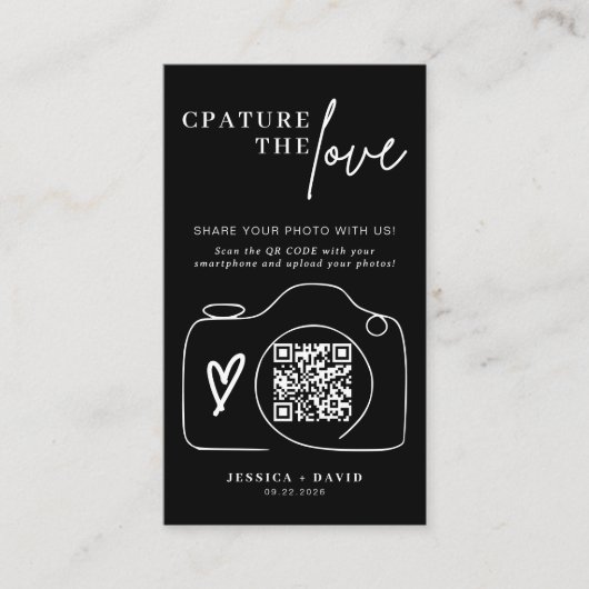 Modern Wedding Capture de liefde QR Code Enclosure Informatiekaartje (Voorkant)