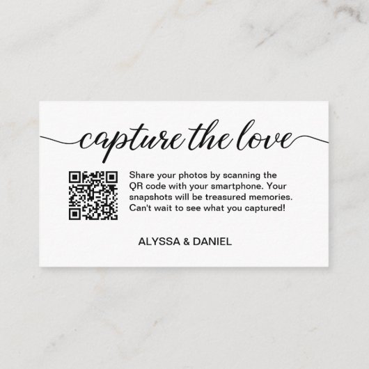 Modern Wedding Capture the Love QR code Informatiekaartje (Achterkant)